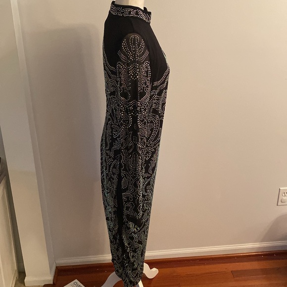 Fashion Nova 1XL black long dress with silver beads - Picture 4 of 13